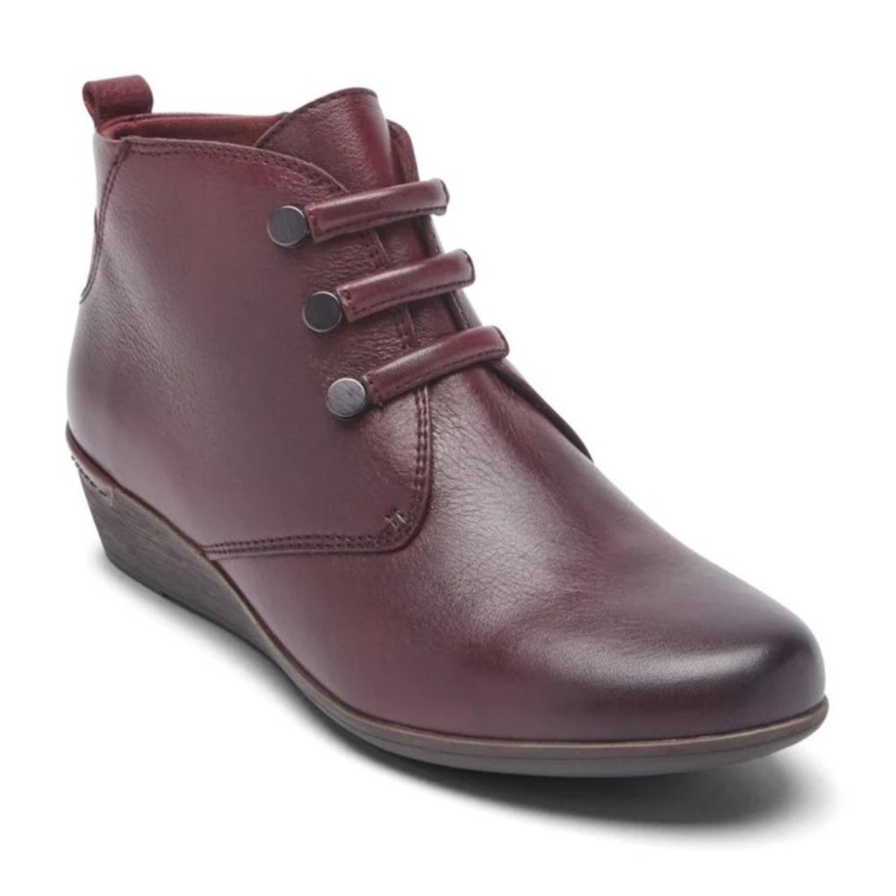 Fall! Cobb Hill Devyn Chukka LEATHER wine burgundy ankle boots 7.5 NIB